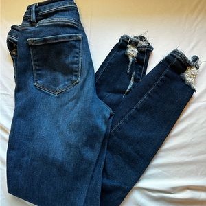 Dark Wash, Button Fly Skinny Jeans